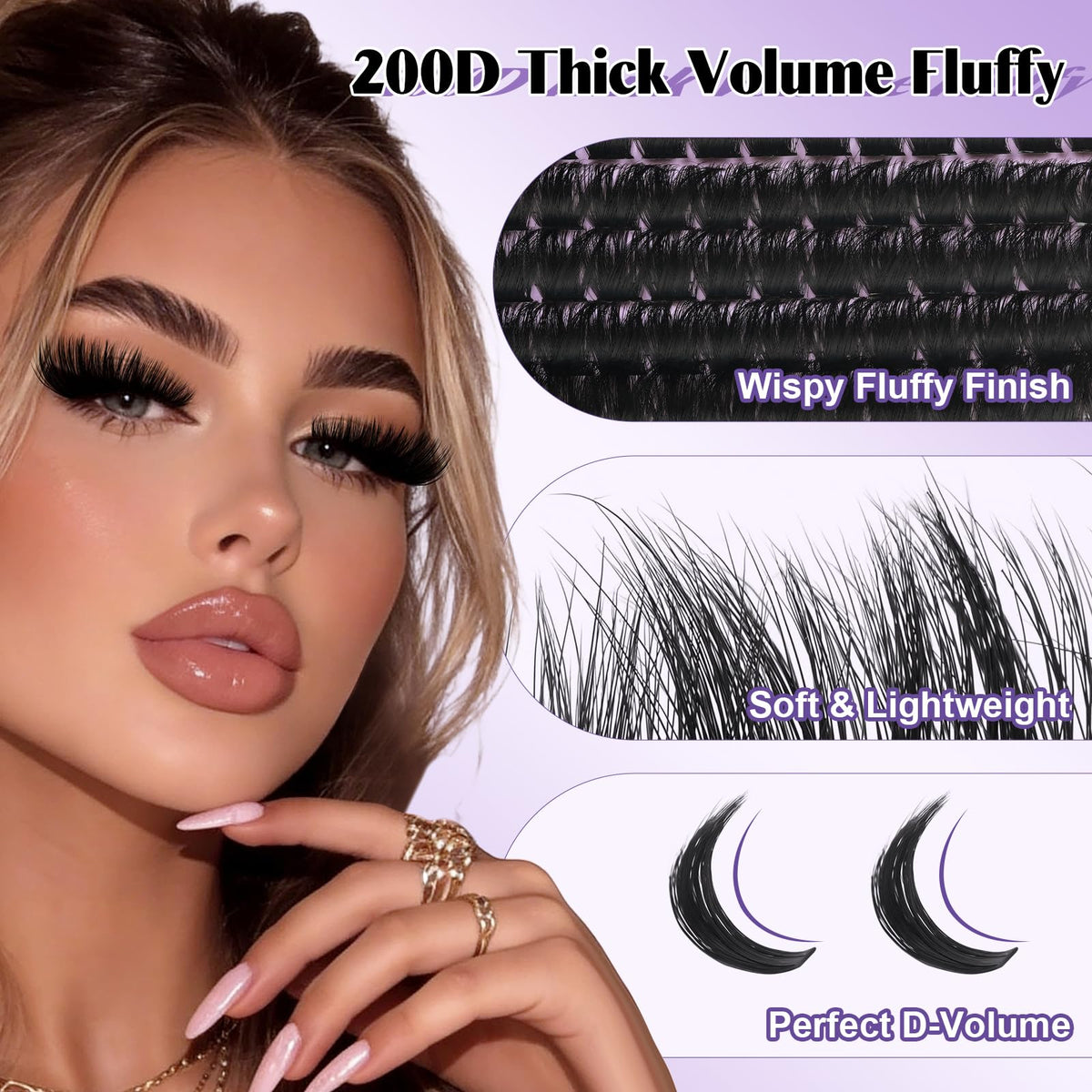 B&Qaugen Fluffy Lash Clusters Kit contents including lashes and tools