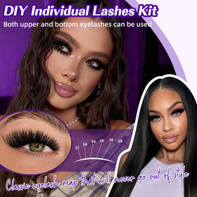 B&Qaugen Fluffy Lash Clusters Kit contents with lashes and tools