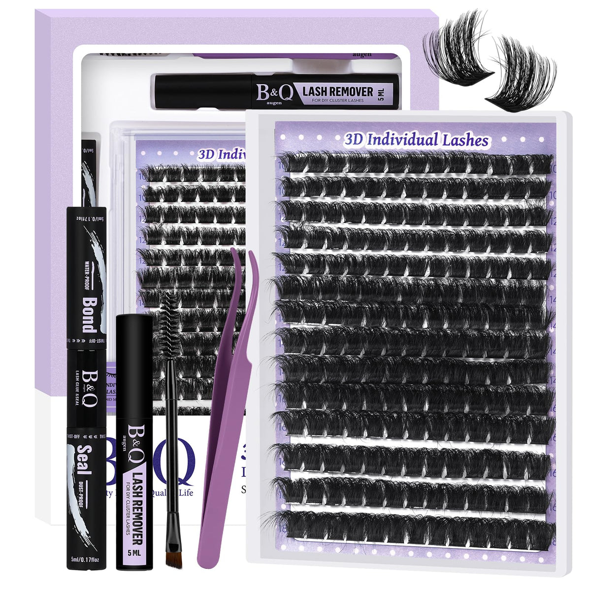B&Qaugen Fluffy Lash Clusters Kit front view with packaging