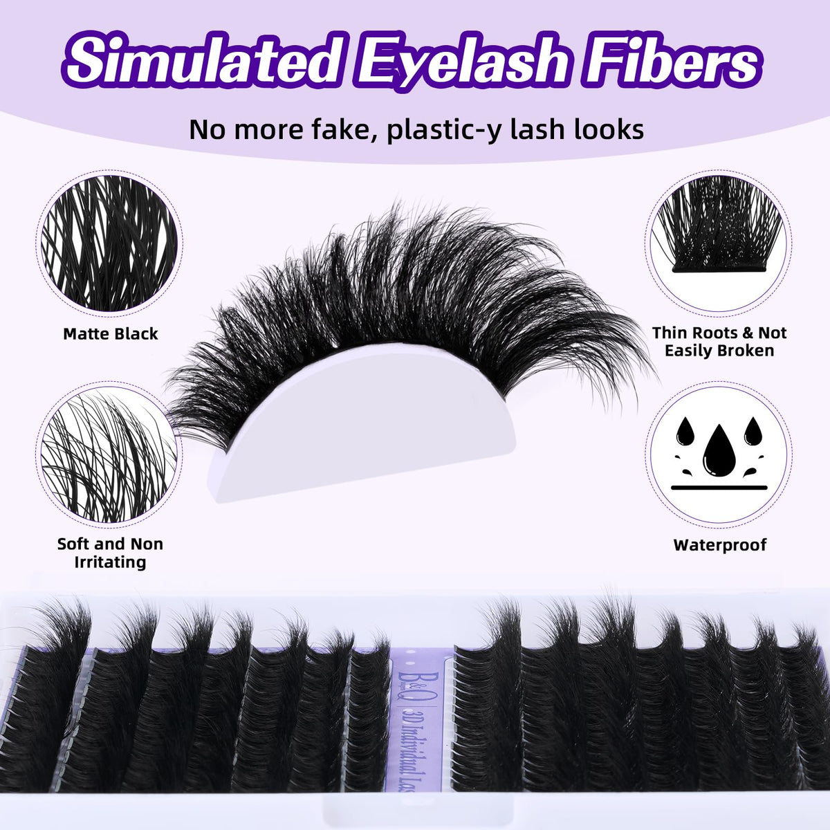 B&Qaugen Fluffy Lash Clusters Kit lashes displayed in various lengths
