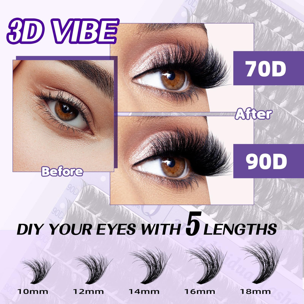 B&Qaugen Fluffy Lash Clusters Kit non-stick tweezers