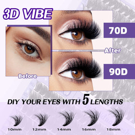 B&Qaugen Fluffy Lash Clusters Kit non-stick tweezers