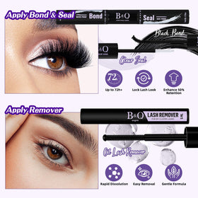B&Qaugen Fluffy Lash Clusters Kit with waterproof bond and seal