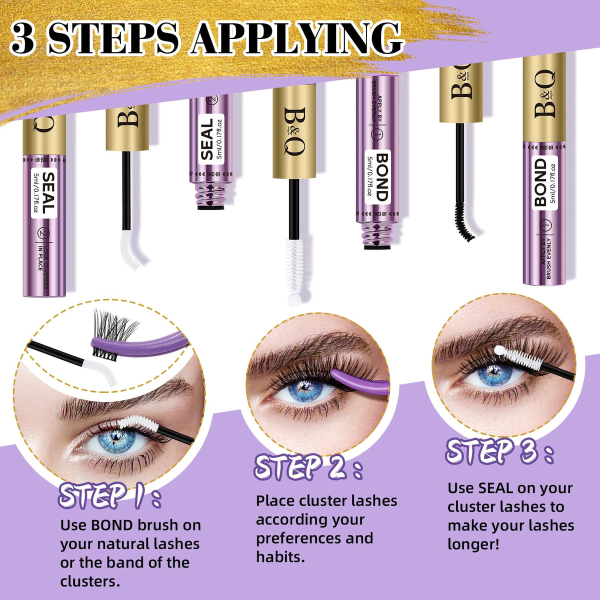 B&Qaugen Lash Bond and Seal with false lashes