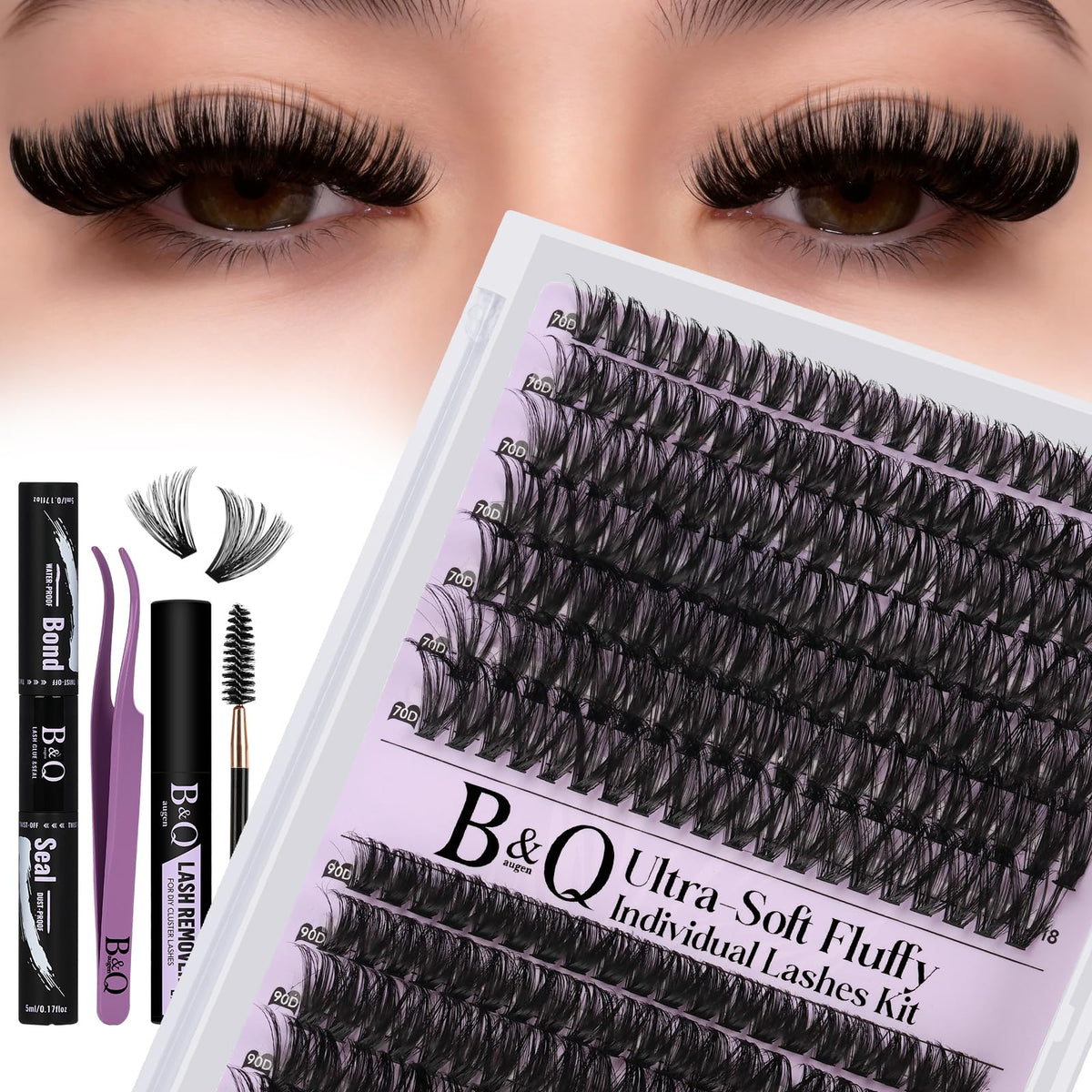 B&Qaugen lash clusters displayed with tools