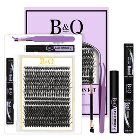 B&Qaugen Lash Clusters Kit 280PCS front view with individual lash clusters