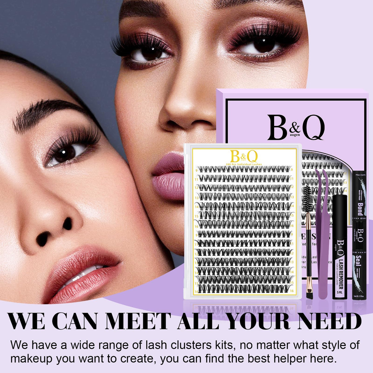 B&Qaugen Lash Clusters Kit in use during makeup application