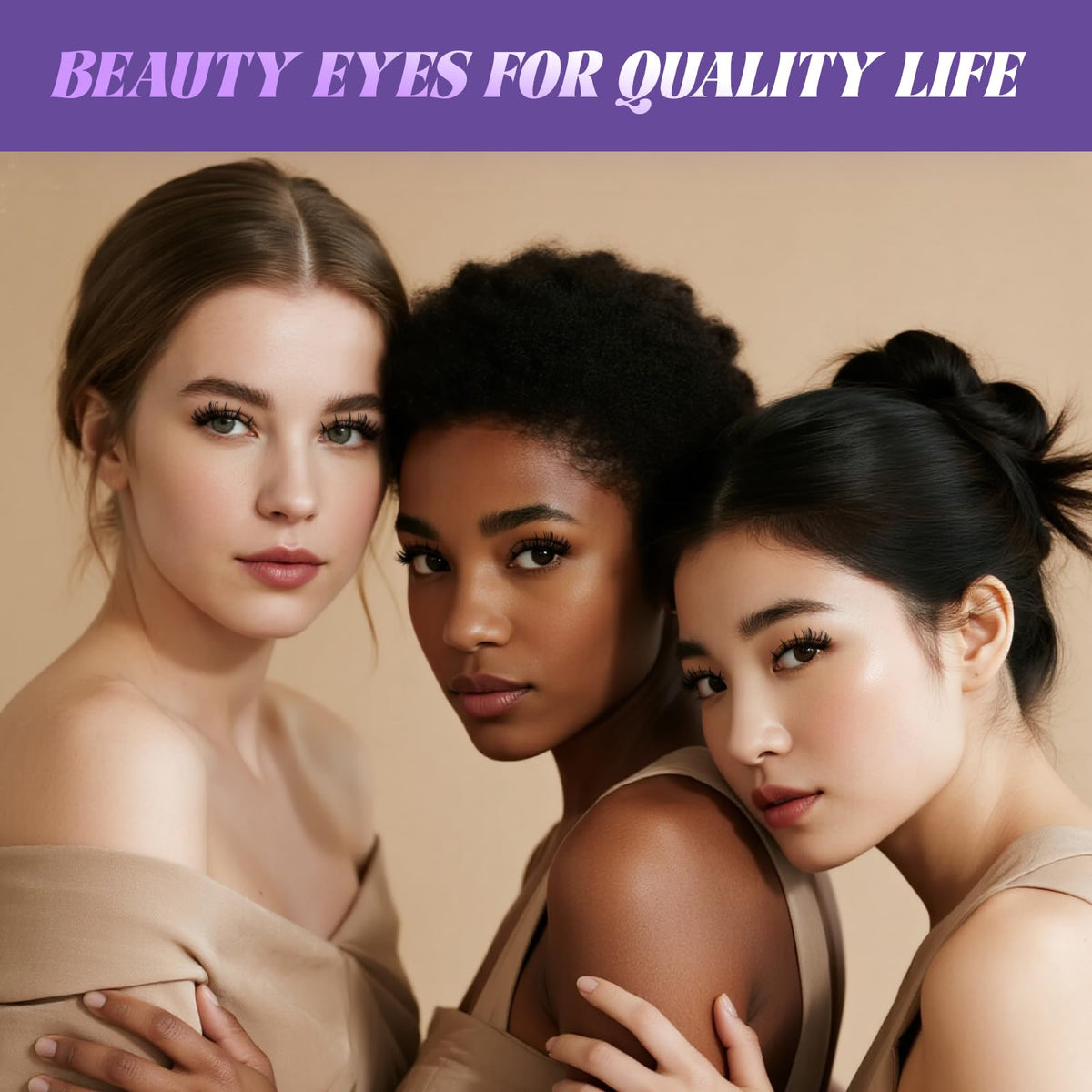 B&Qaugen lash clusters worn on model's eyes