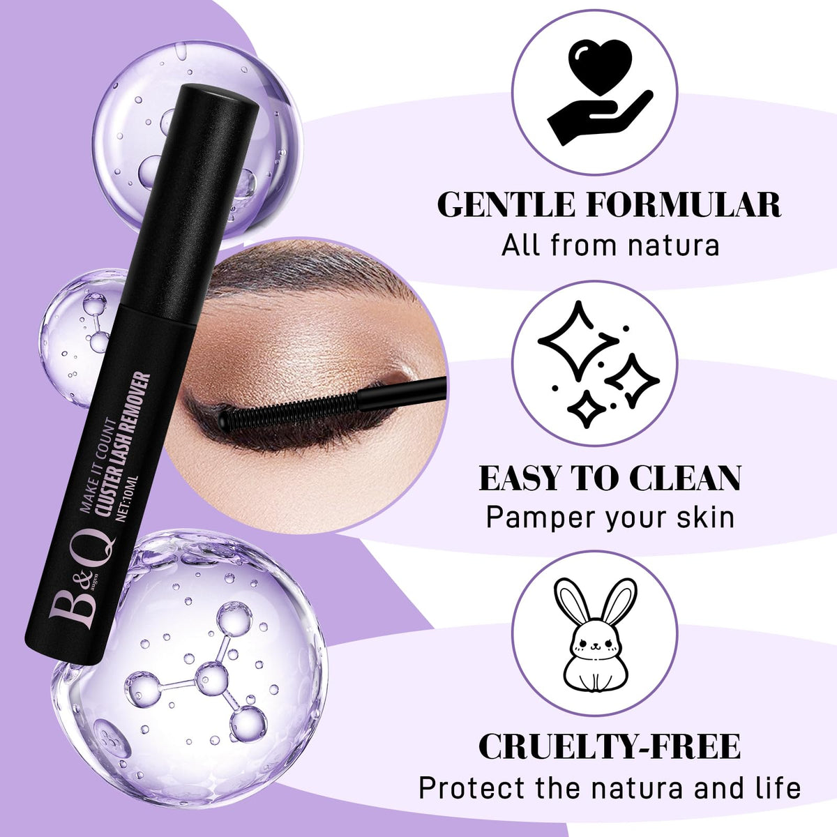 B&Qaugen Lash Remover 10ml application on lashes