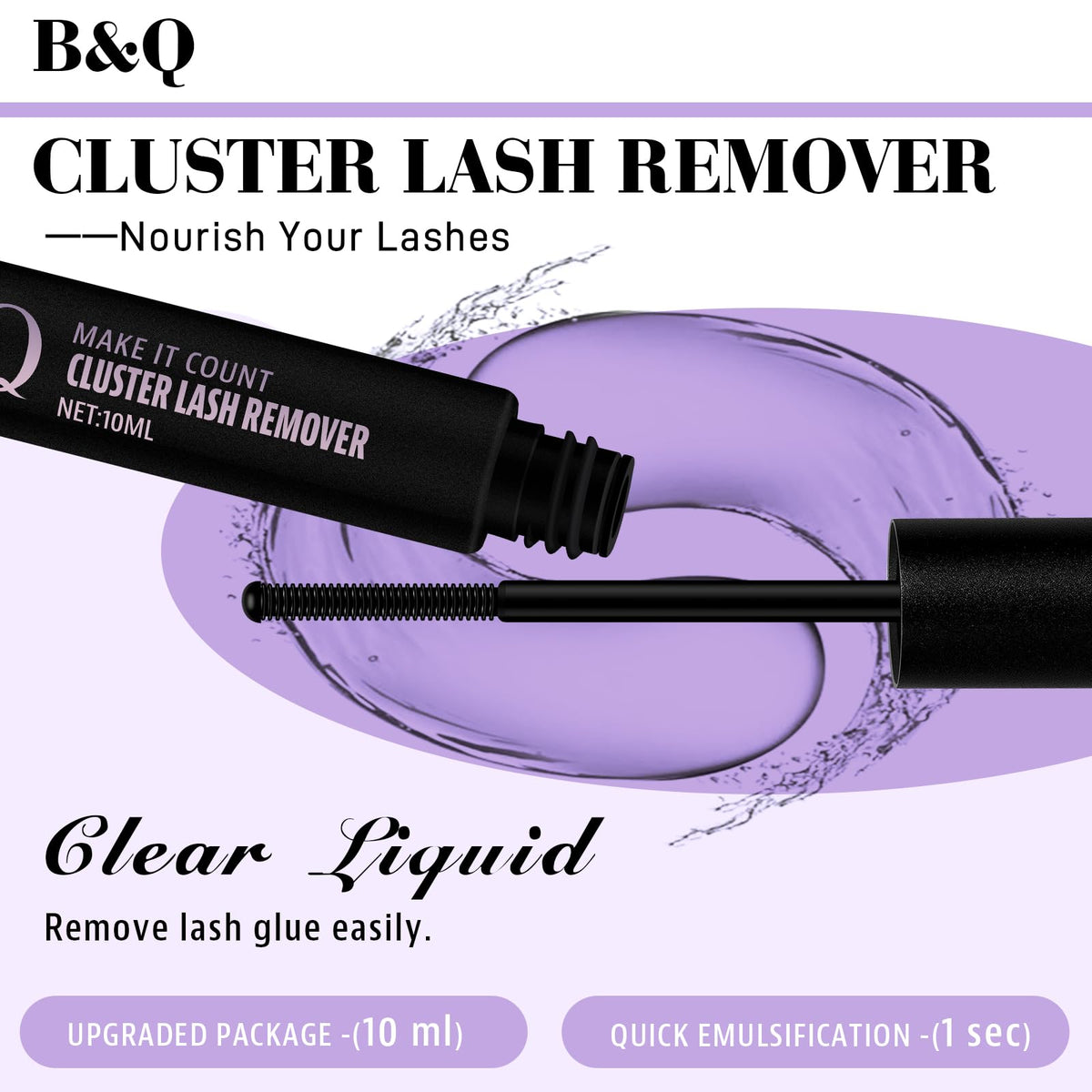 B&Qaugen Lash Remover 10ml bottle side view