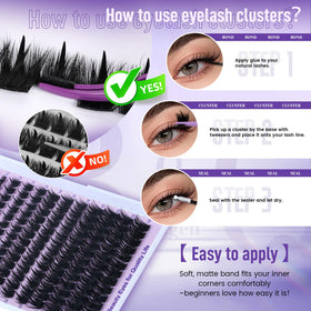 B&Qaugen Manga Lash Clusters displayed with tools for application