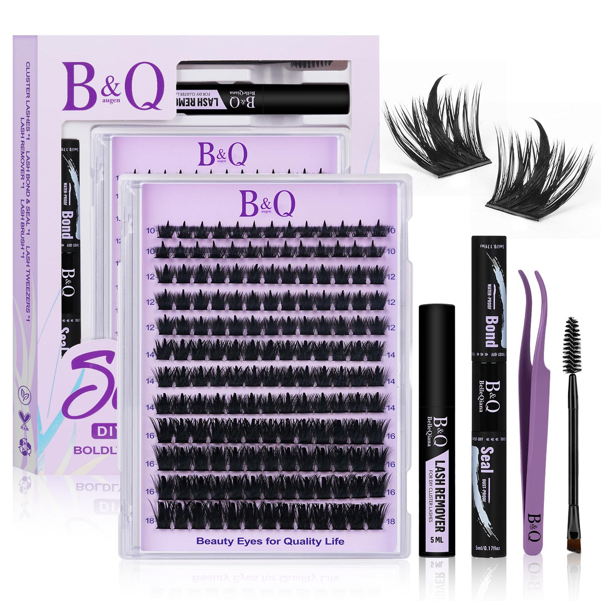 B&Qaugen Manga Lash Clusters Kit front view with packaging
