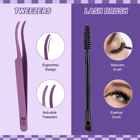 B&Qaugen Manga Lash Clusters Kit with tools laid out