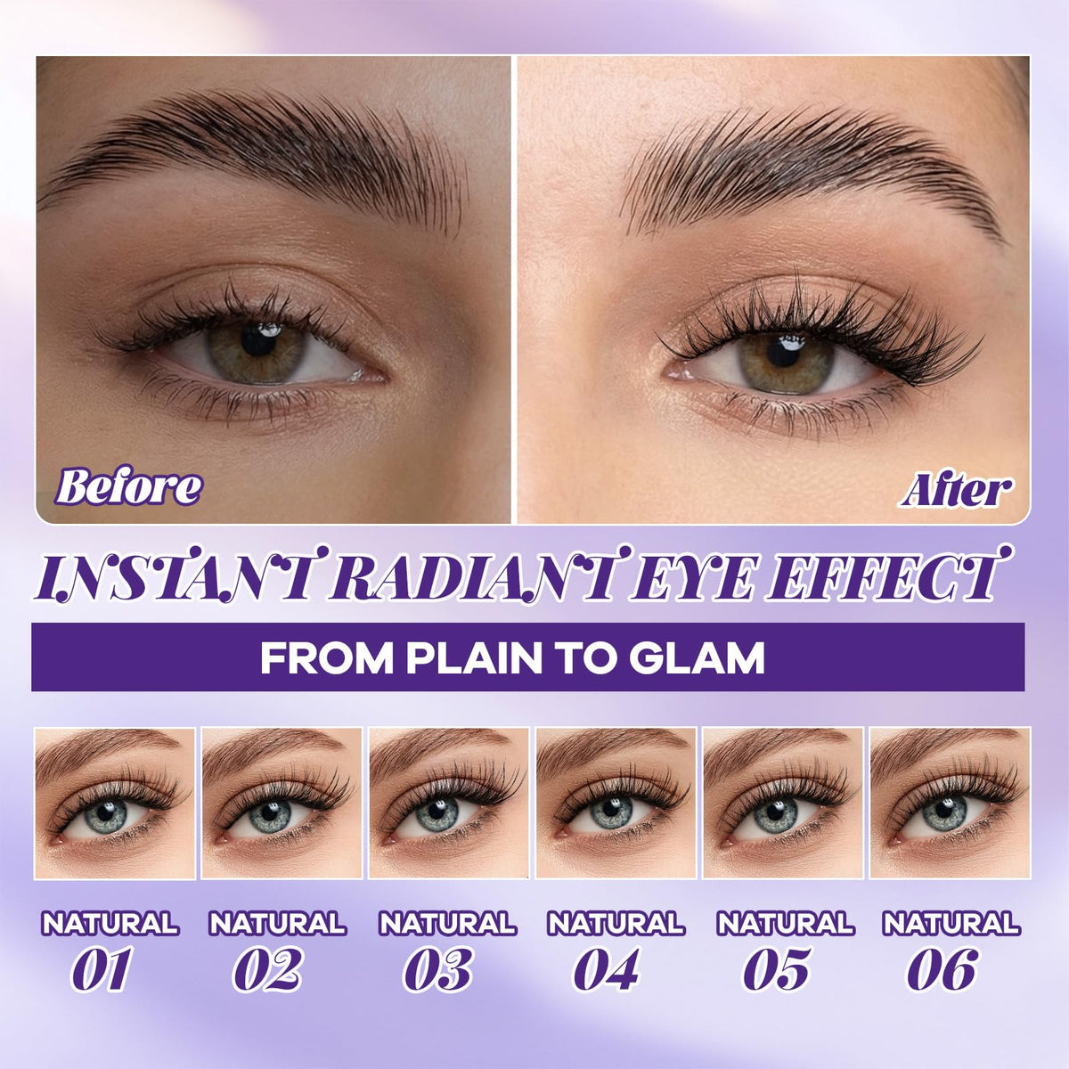 B&Qaugen Natural Lash Clusters displayed on a vanity