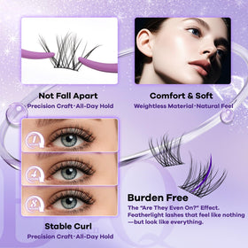 B&Qaugen Natural Lash Clusters showing mixed lengths