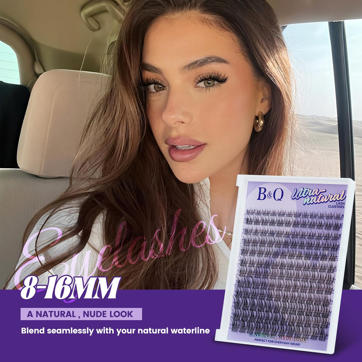 B&Qaugen Wispy Lash Clusters Kit side view with lash clusters