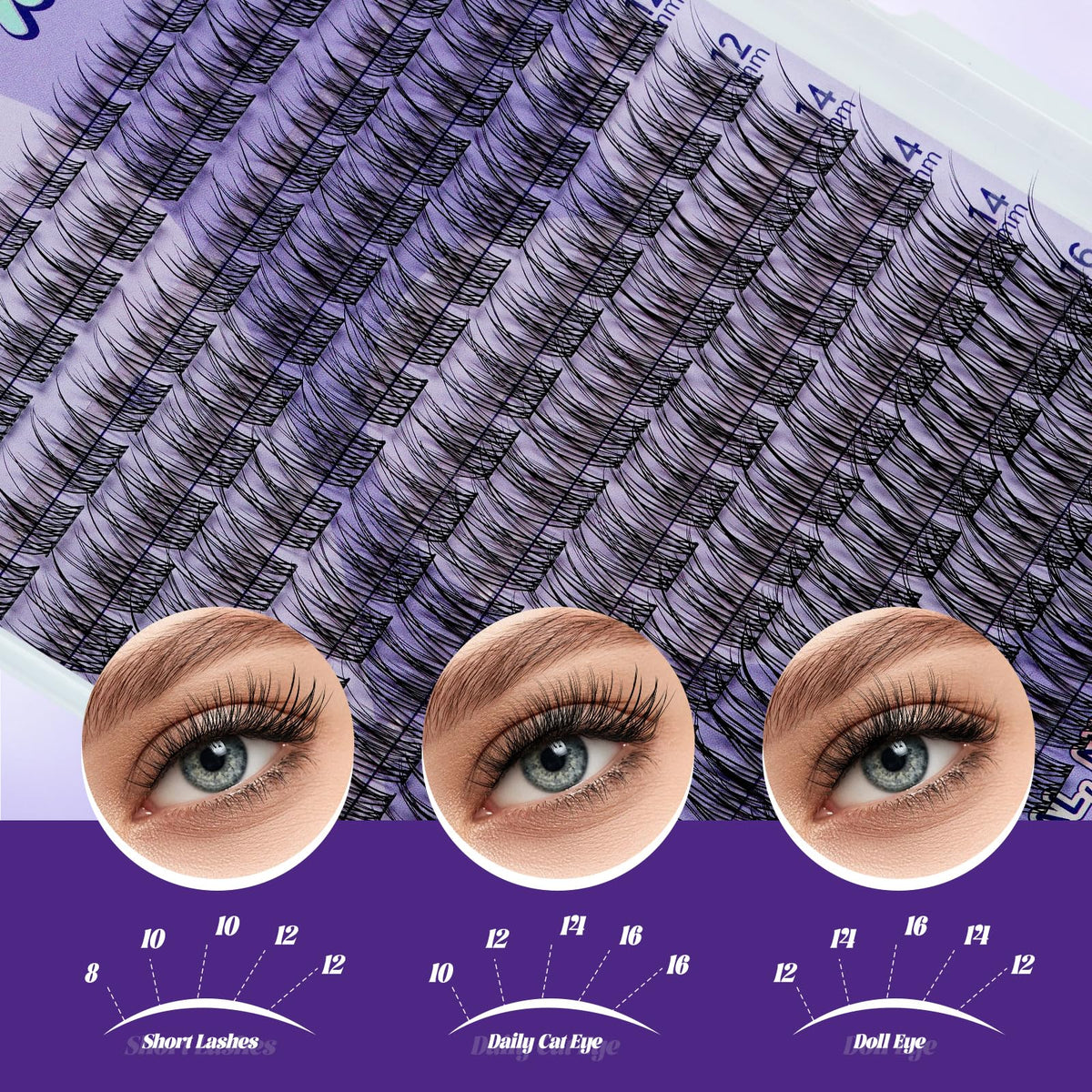 B&Qaugen Wispy Lash Clusters Kit with pro glue and tweezers