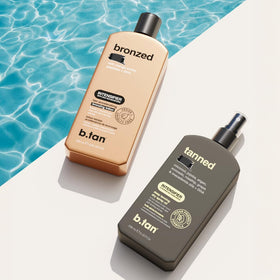 B.TAN Bronze Tanning Oil during application