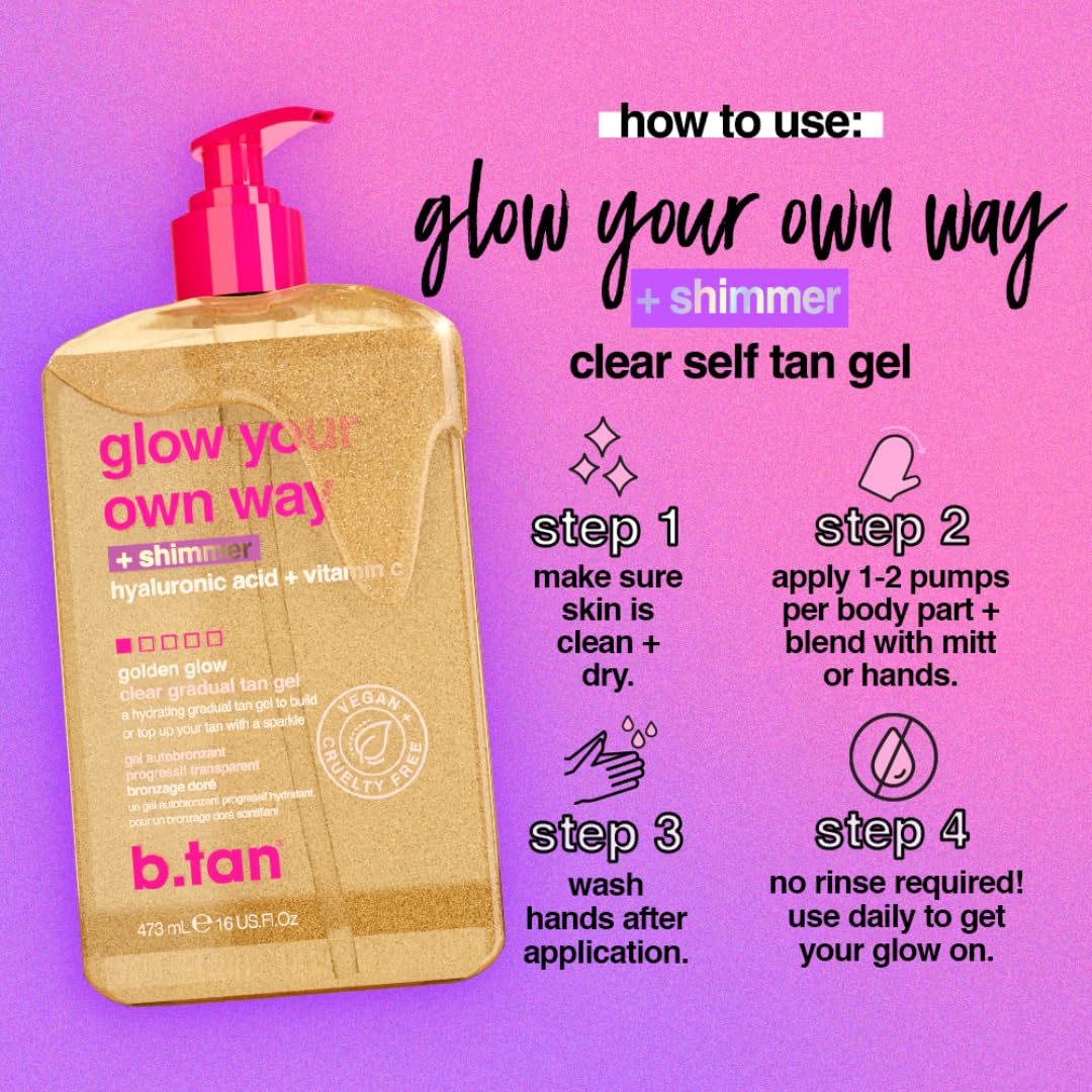 B.TAN Clear Gradual Self Tan Gel pump dispenser