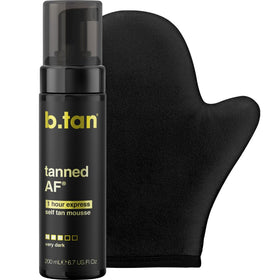 B.TAN Dark Self Tanner Kit with tanning mitt included