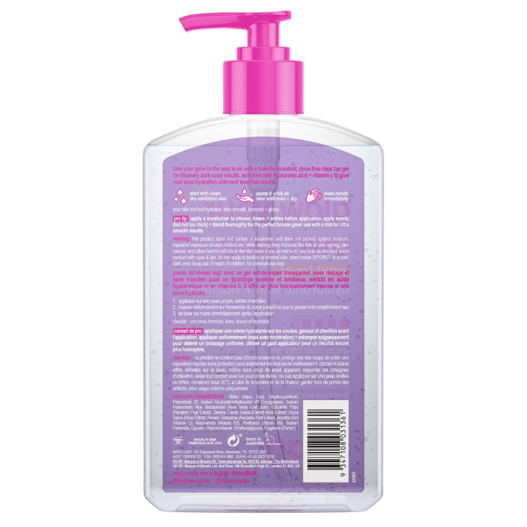 B.TAN Insanely Dark Clear Self Tanner Gel 16 Fl Oz back view