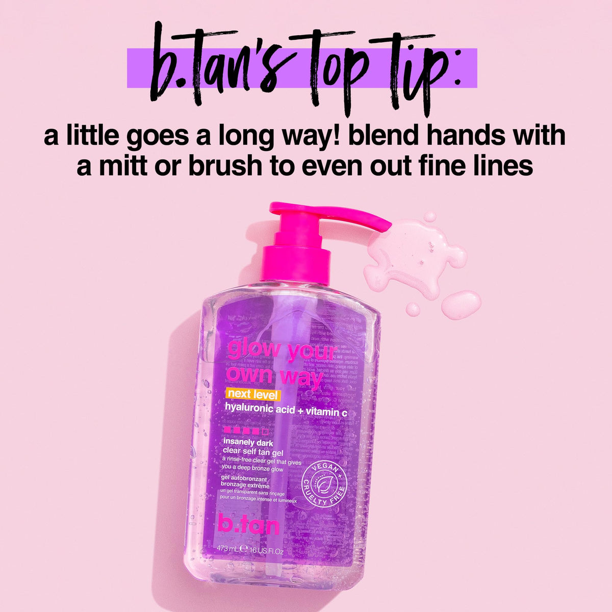B.TAN Insanely Dark Clear Self Tanner Gel with mitt