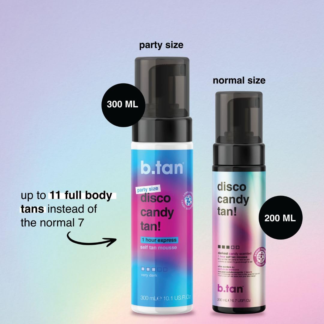 B.TAN Large Candy Scented Self Tanner Mousse texture on skin