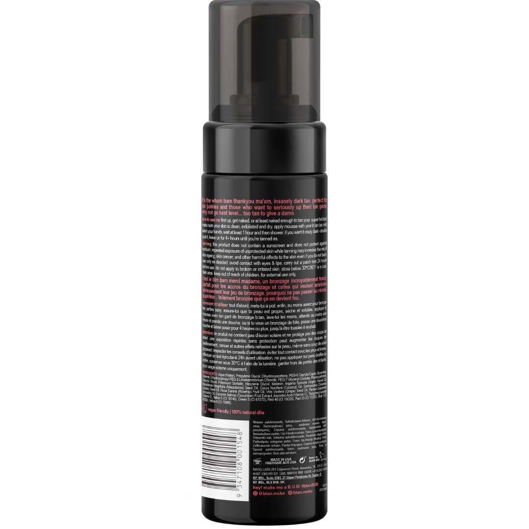 B.TAN Ultra Dark Self Tanner Mousse application on skin