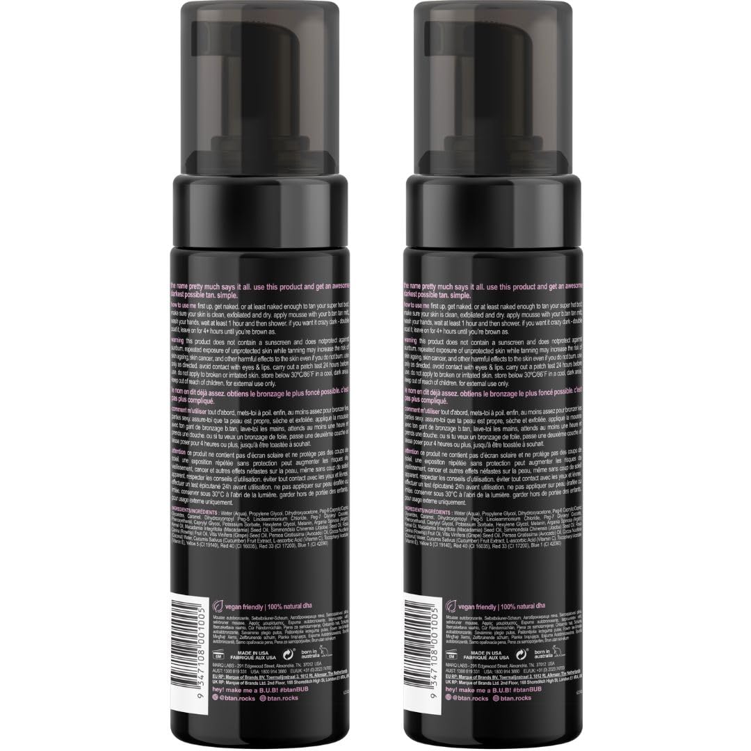 B.TAN Ultra Dark Self Tanner Mousse bottle close-up showing label