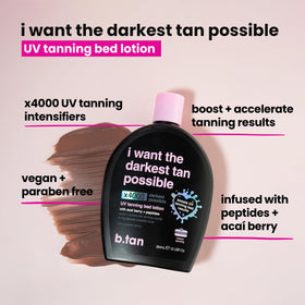 B.TAN UV Tanning Bed Lotion applied on skin