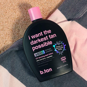 B.TAN UV Tanning Bed Lotion on a tanning bed