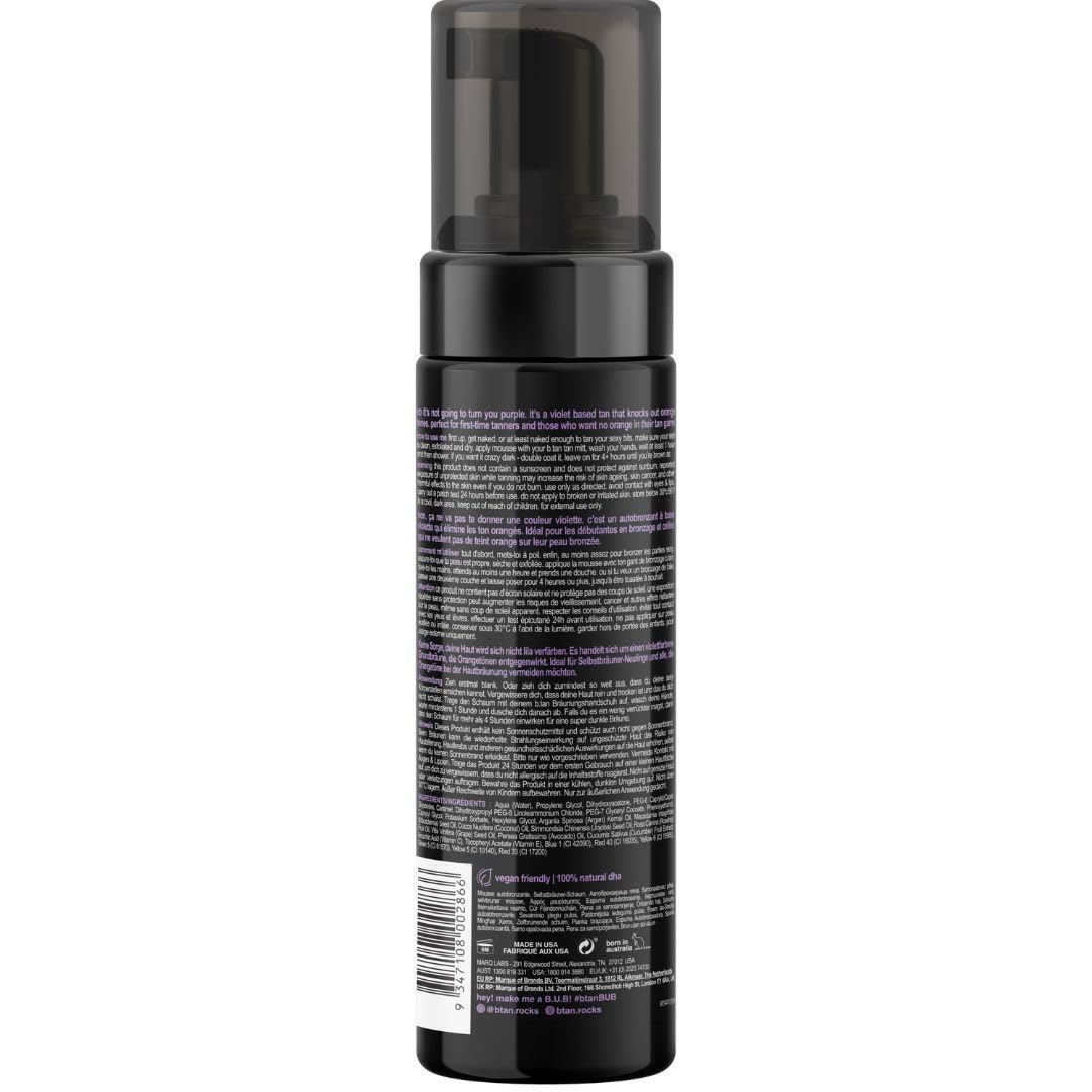 B.TAN Violet Base Self Tanner Mousse application on skin