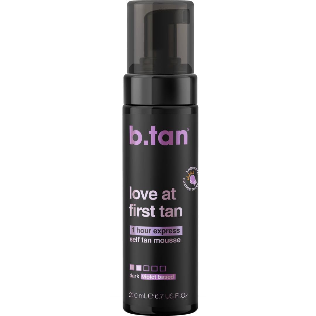 B.TAN Violet Base Self Tanner Mousse front view with pump