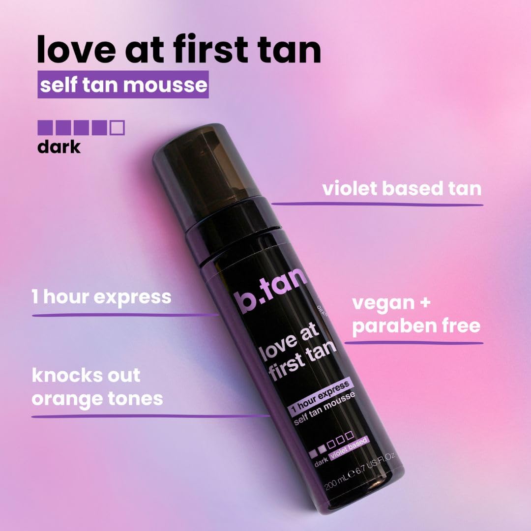 B.TAN Violet Base Self Tanner Mousse packaging and bottle