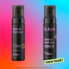 B.TAN Violet Base Self Tanner Mousse texture on mitt