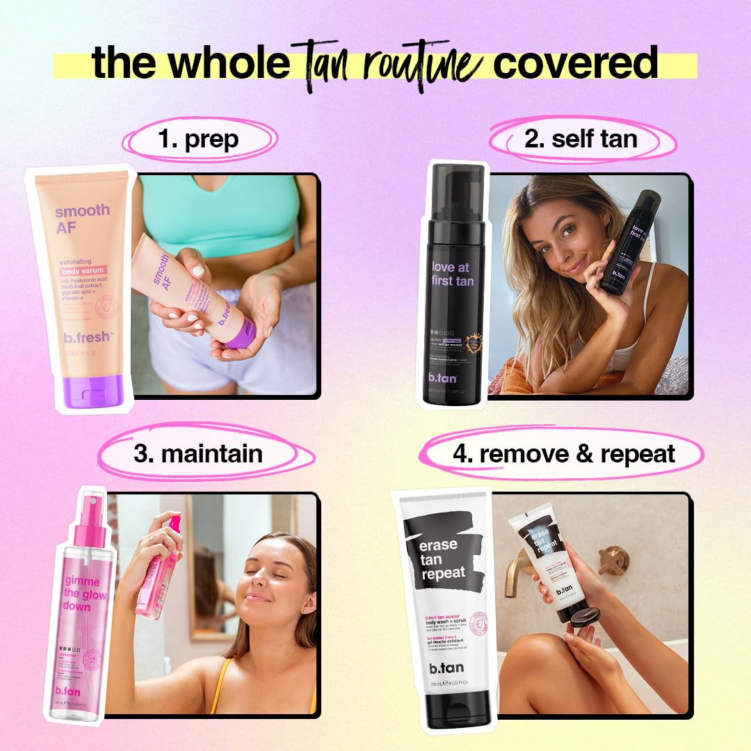 B.TAN Violet Self Tanner Mousse before and after results