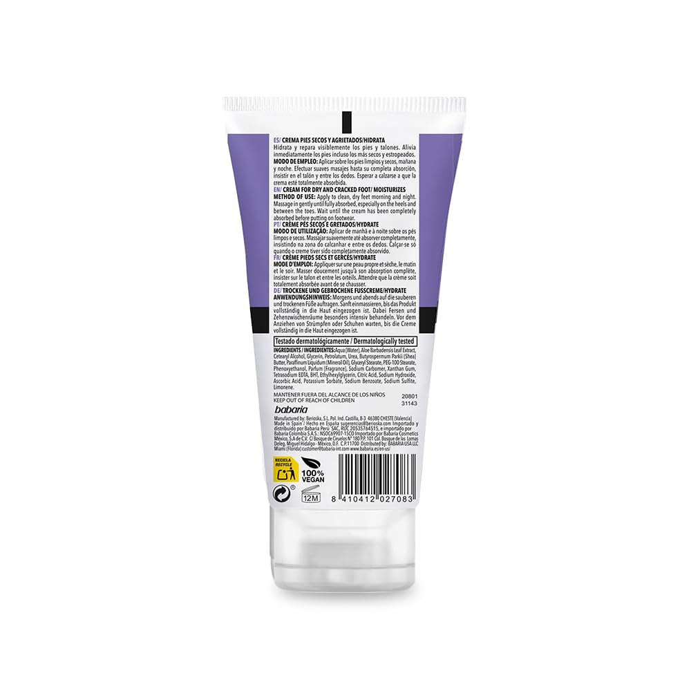 Babaria Dry Feet Cream texture close-up showing creamy consistency