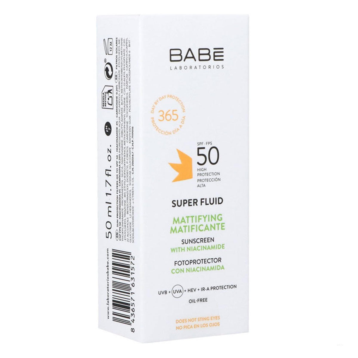 Babe Super Fluid Sunscreen Mattifying SPF 50 packaging