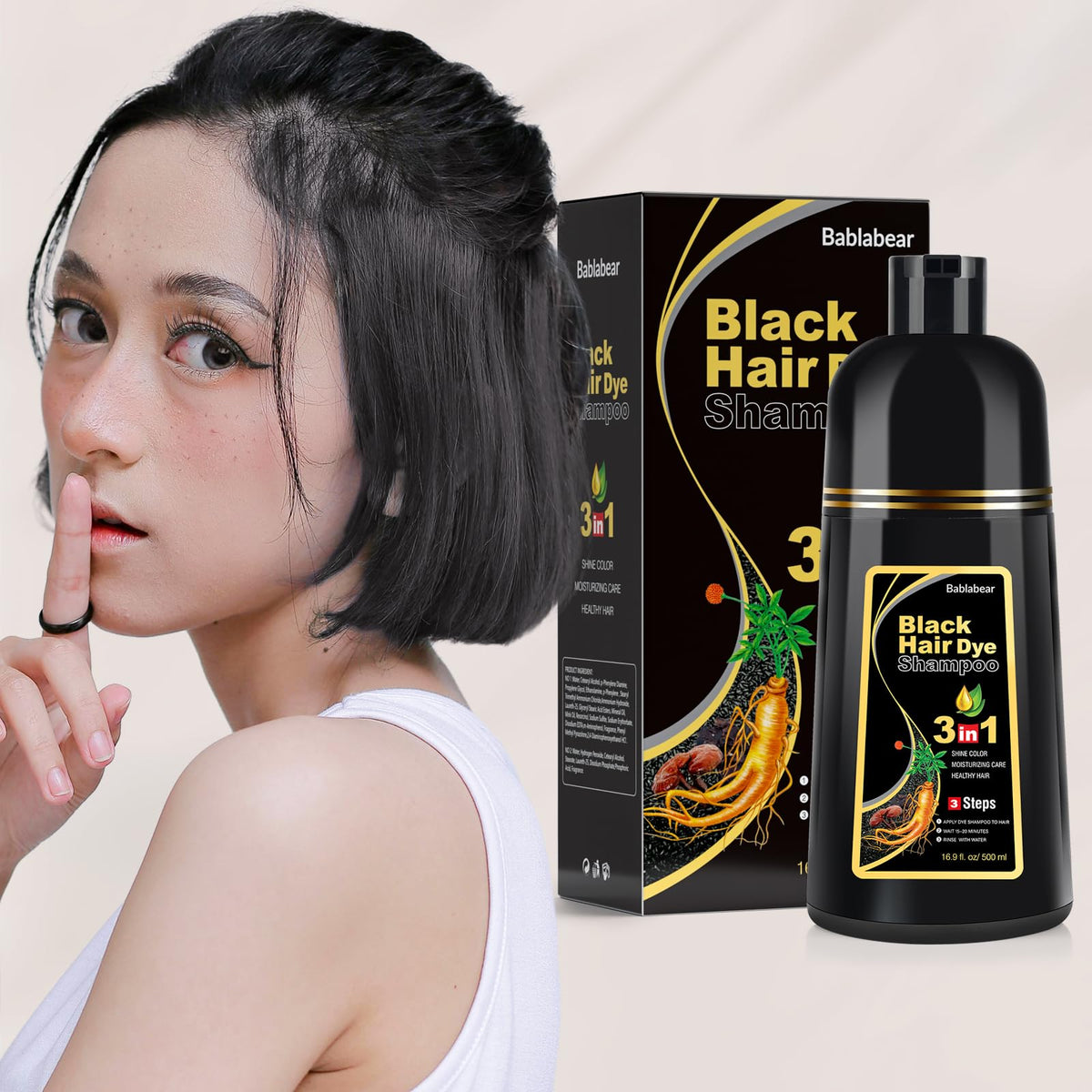 Bablabear Black Hair Dye Shampoo application process