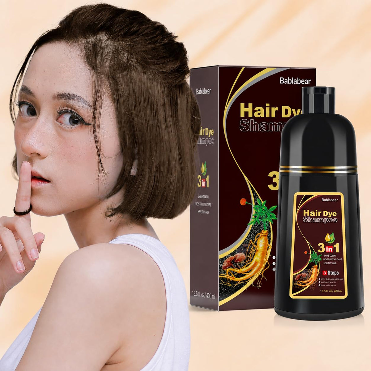 Bablabear Brown Hair Dye Shampoo application process