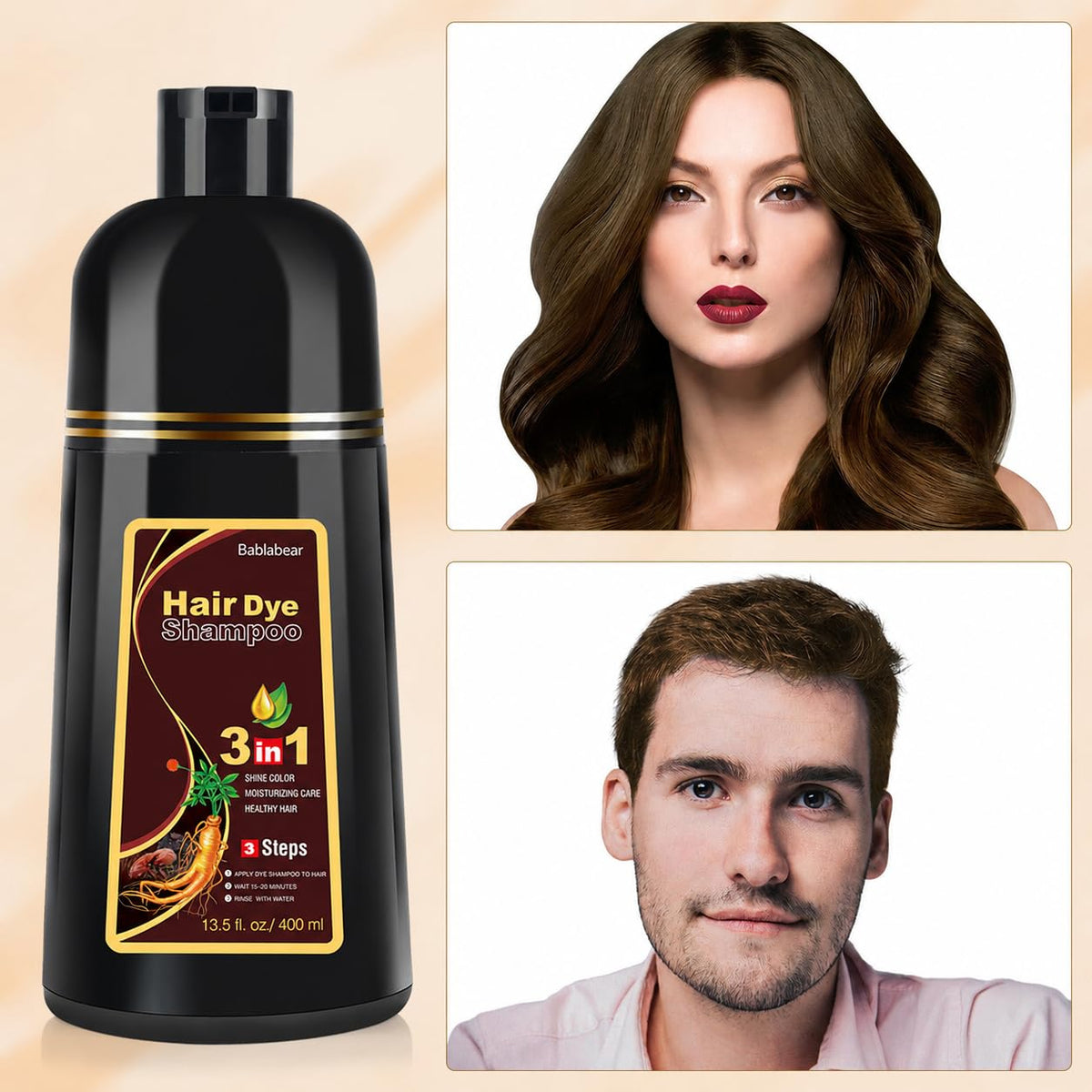 Bablabear Brown Hair Dye Shampoo formula table
