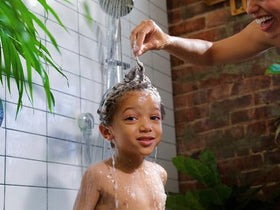Babo Botanicals Eucalyptus Remedy 2-in-1 Bubble Bath & Wash in a bathroom setting