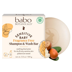 Babo Botanicals Sensitive Baby Fragrance-Free Shampoo & Wash Bar front view