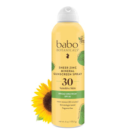 Babo Botanicals Sheer Zinc Continuous Sunscreen Spray SPF30 front view