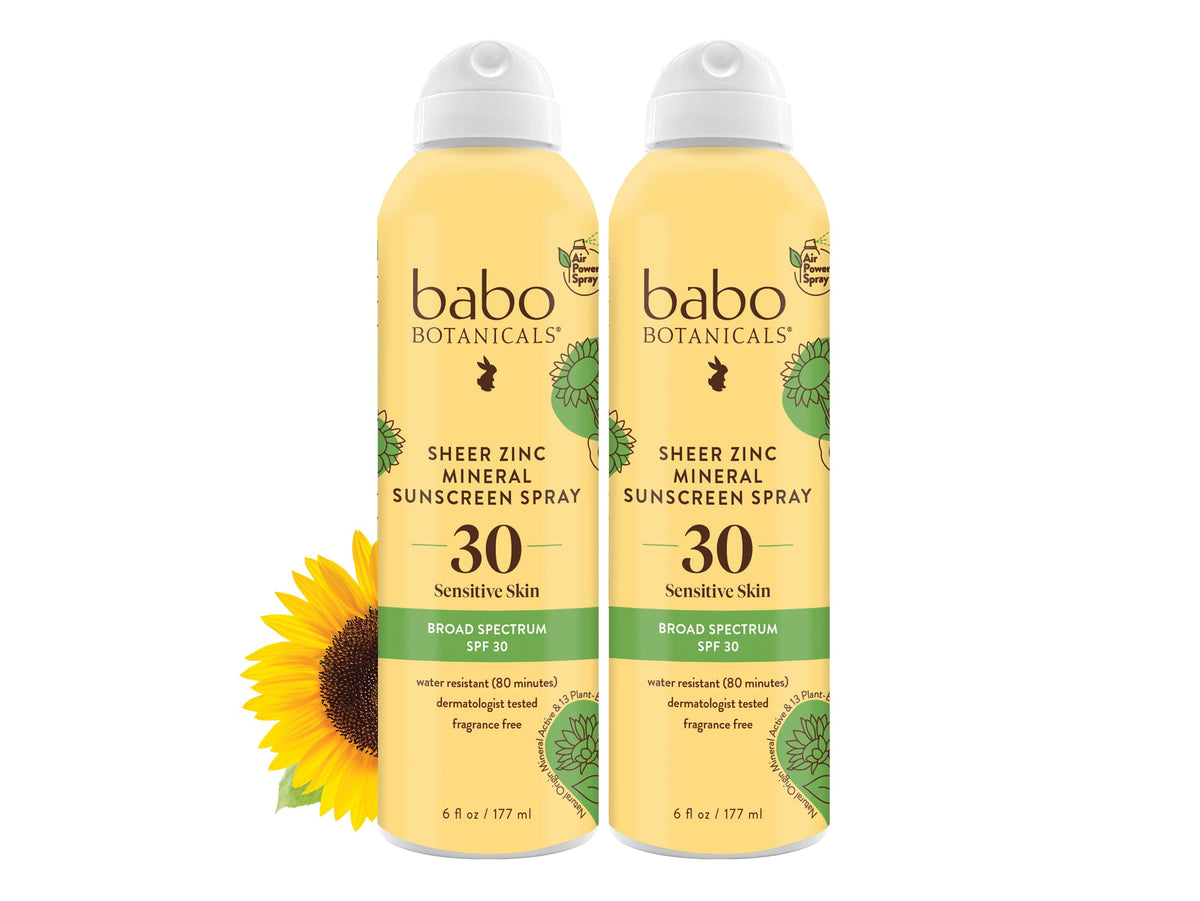 Babo Botanicals Sheer Zinc Sunscreen Spray SPF30 front view