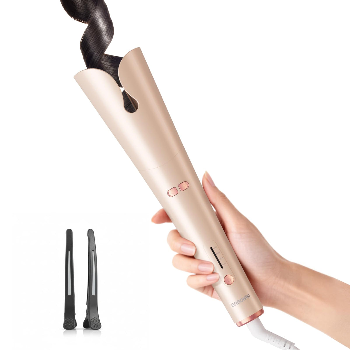 BABONIR Automatic Curling Iron front view with ceramic barrel