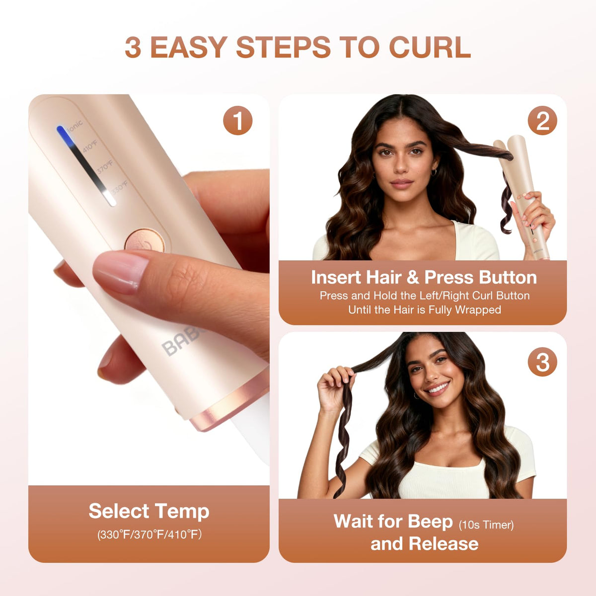 BABONIR Automatic Curling Iron in travel bag