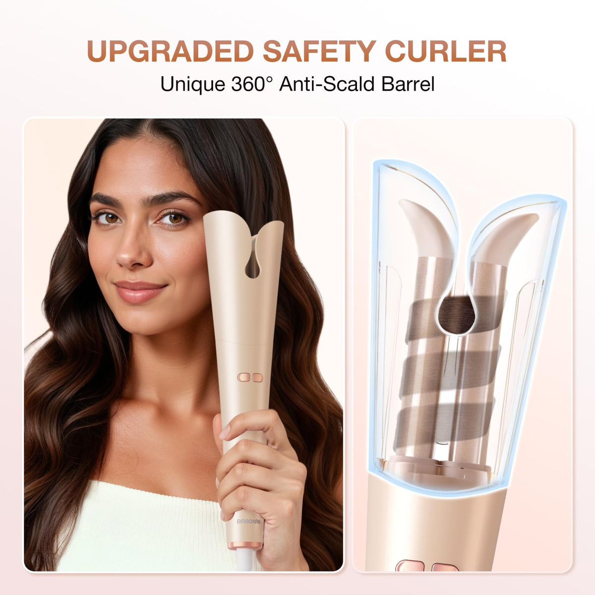 BABONIR Automatic Curling Iron side view showing controls