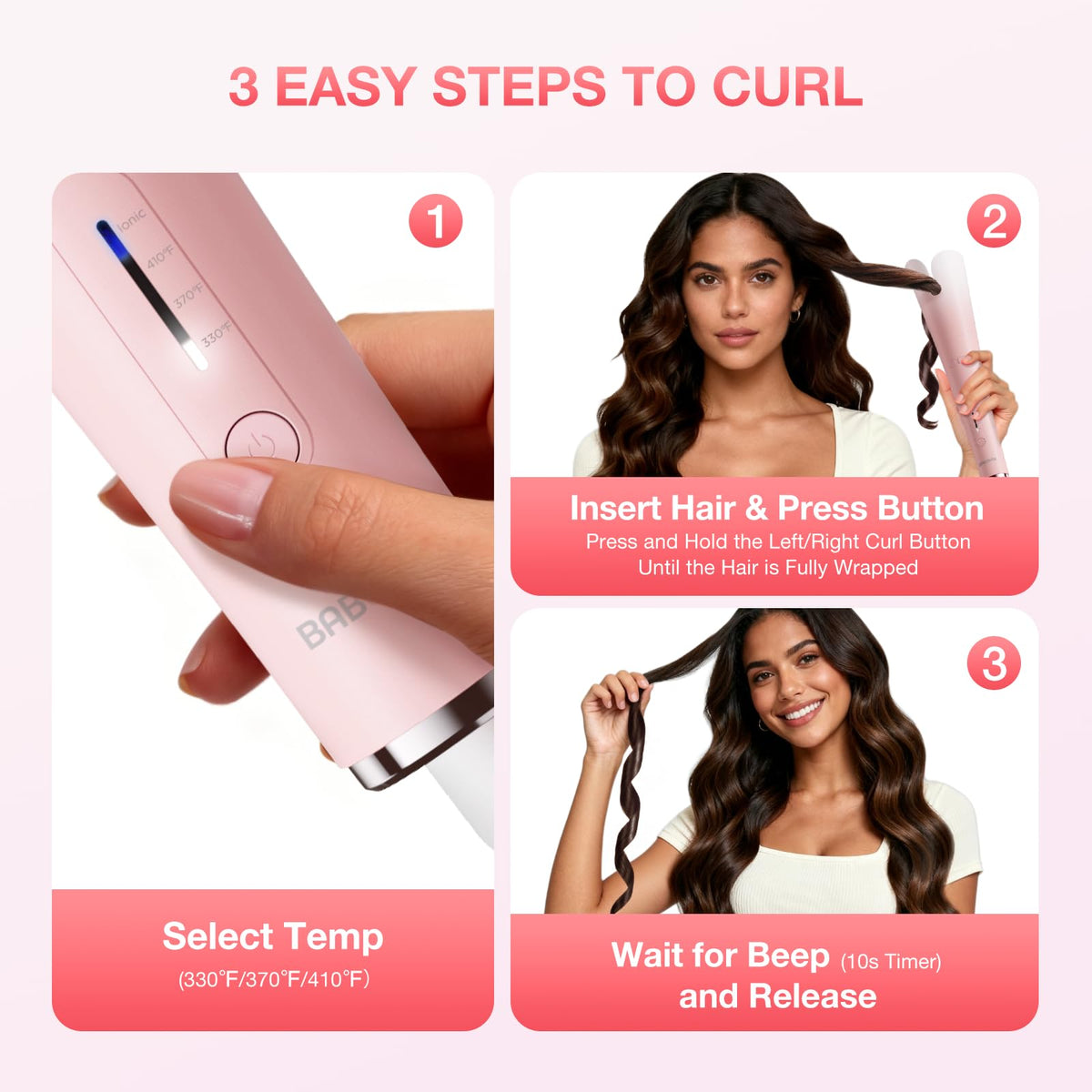 BABONIR Automatic Curling Iron with dual voltage feature