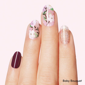 Baby Bouquet gel nail strips close-up